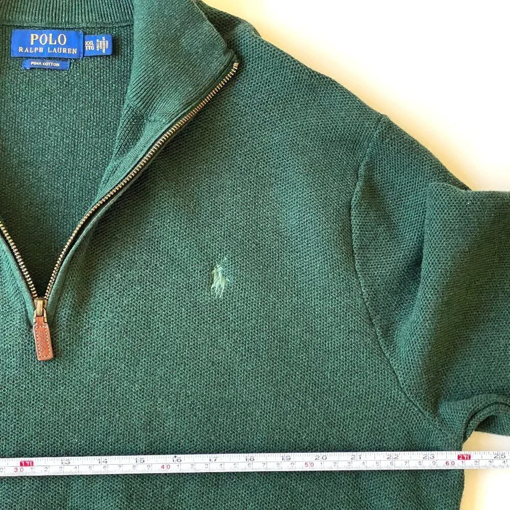 Polo Ralph Lauren XXL Green Pima Cotton 1/4 Zip Sweater
